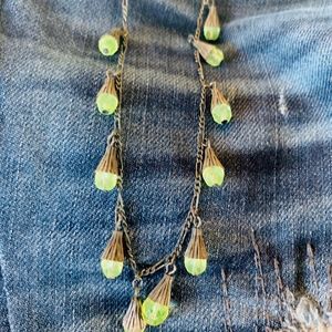 Silver and GreenCitrine Necklace